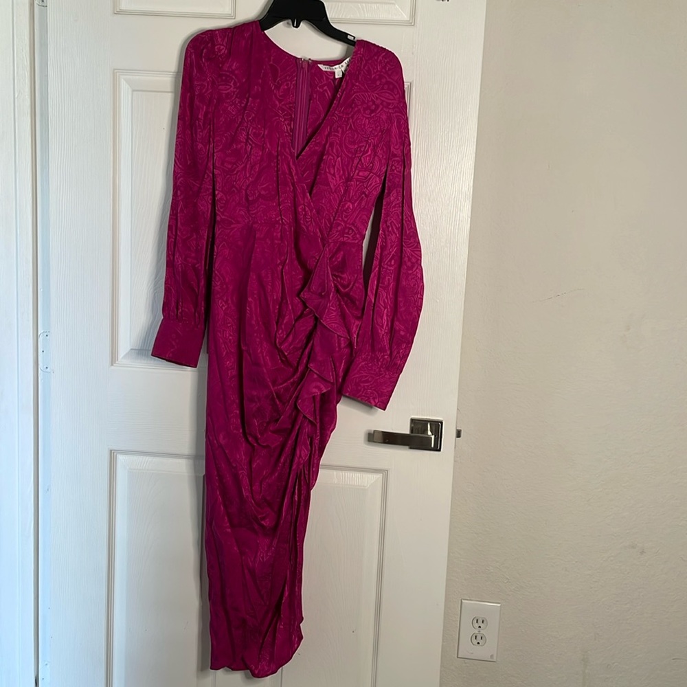 NWT Veronica beard bright magenta floral long sleeve maxi dress
